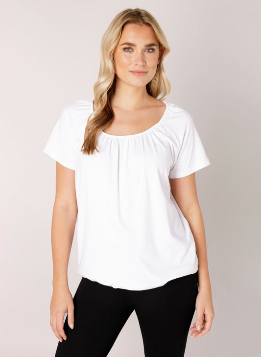 Base Level "Yona" Short Sleeve Top in White